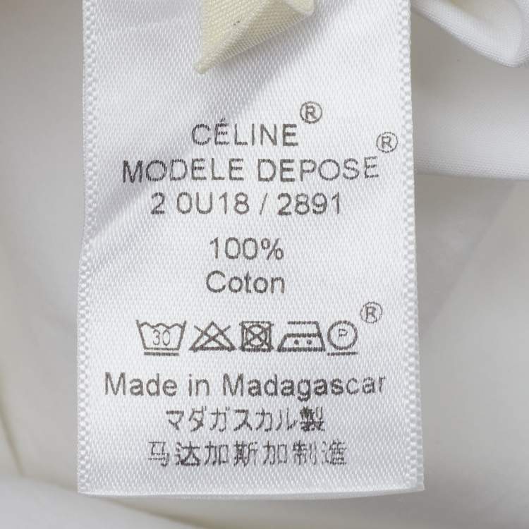 Pre Owned Celine White Cotton Contrast Detail Button Front Shirt S