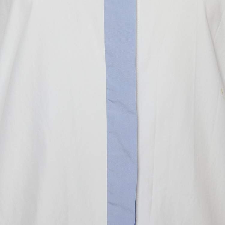 Pre Owned Celine White Cotton Contrast Detail Button Front Shirt S