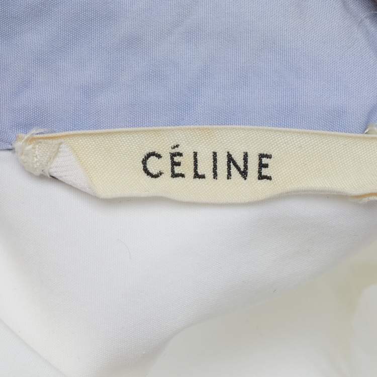 Pre Owned Celine White Cotton Contrast Detail Button Front Shirt S