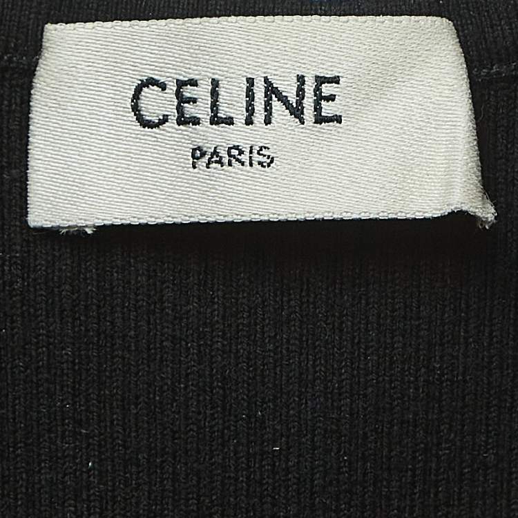 Pre Owned Celine Black knit Logo Tape Detailed Vest XS