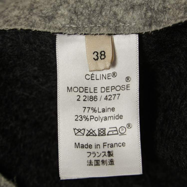 Pre Owned Celine Grey Wool Asymmetrical Mini Skirt M