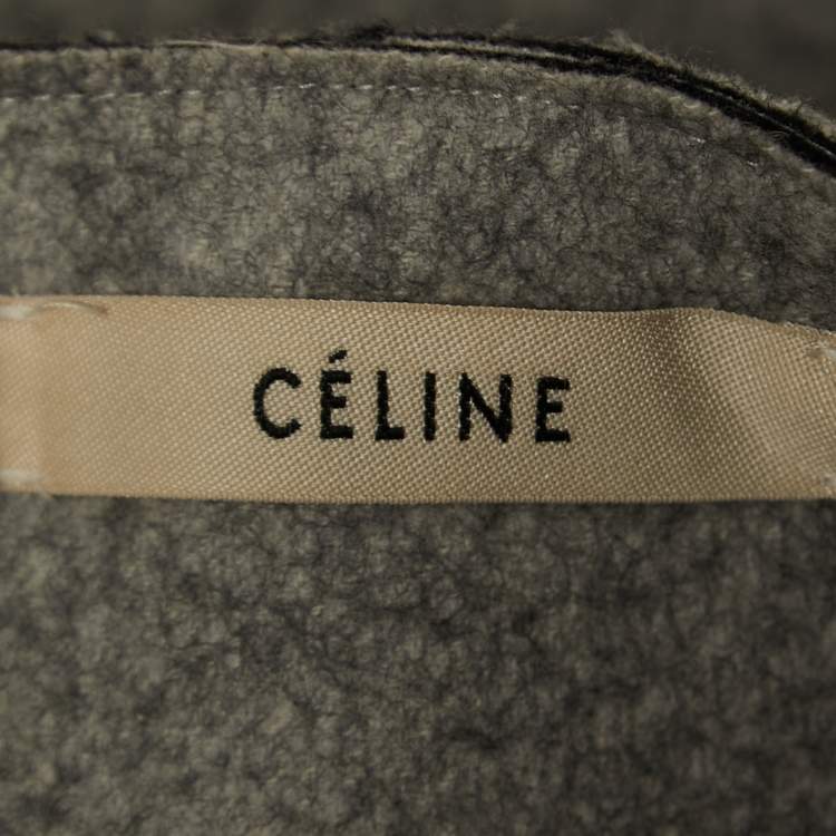 Pre Owned Celine Grey Wool Asymmetrical Mini Skirt M