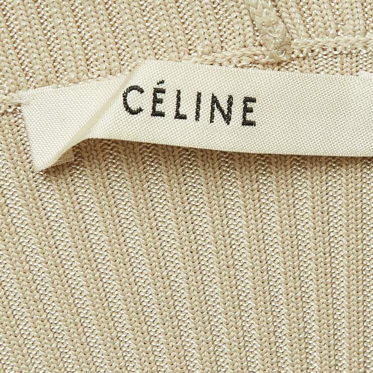 Pre Owned Celine Beige Knit Turtle Neck Mini Dress S