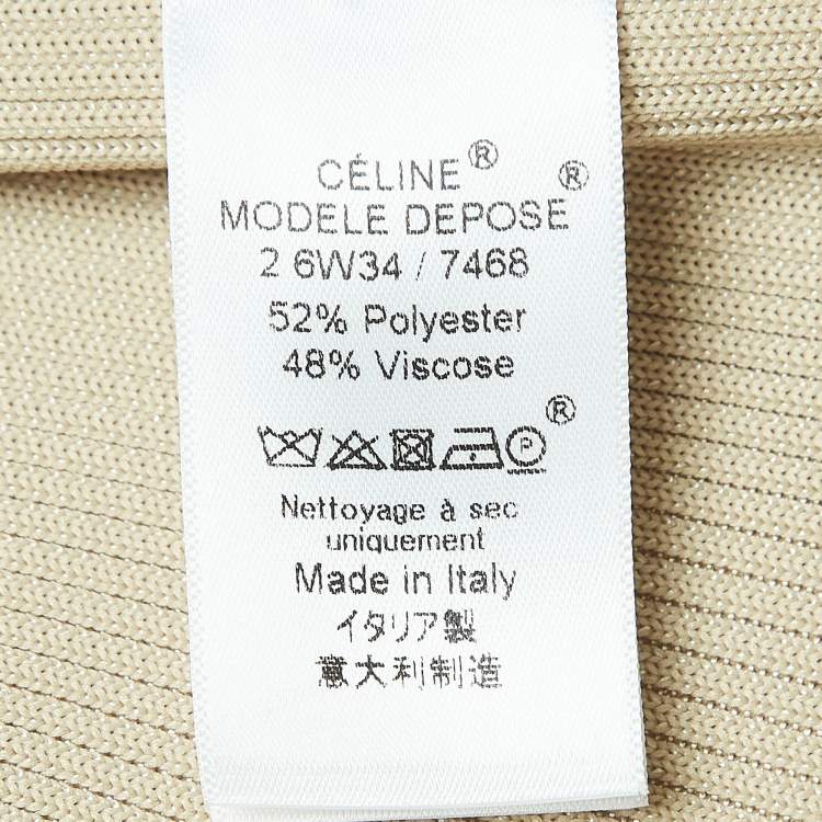 Pre Owned Celine Beige Knit Turtle Neck Mini Dress S