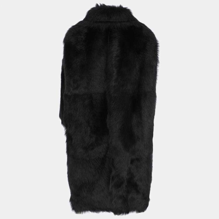 Pre Owned Celine  Women's Leather Fur Coat - Black - M
