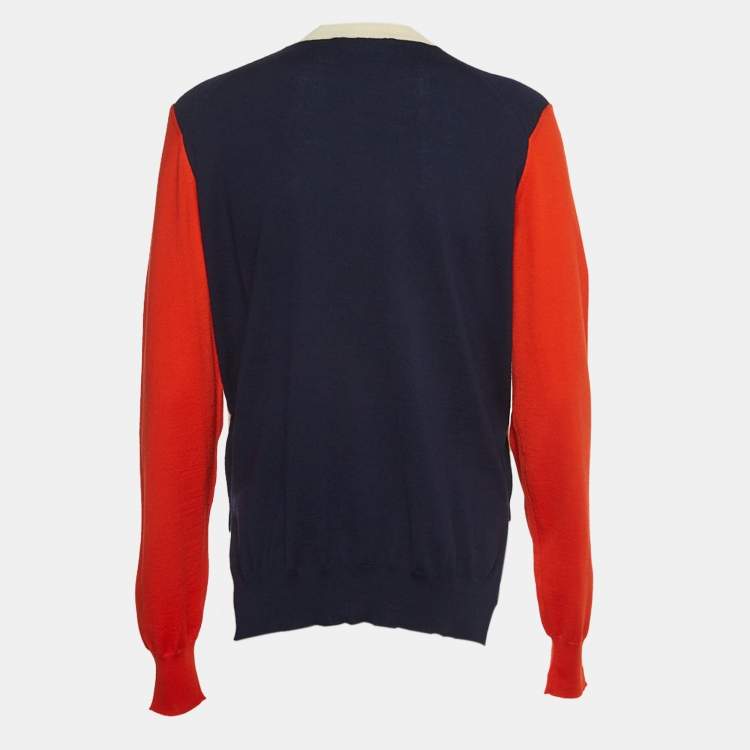 Pre Owned Celine Multicolor Colorblock Knit Layered Sweater M