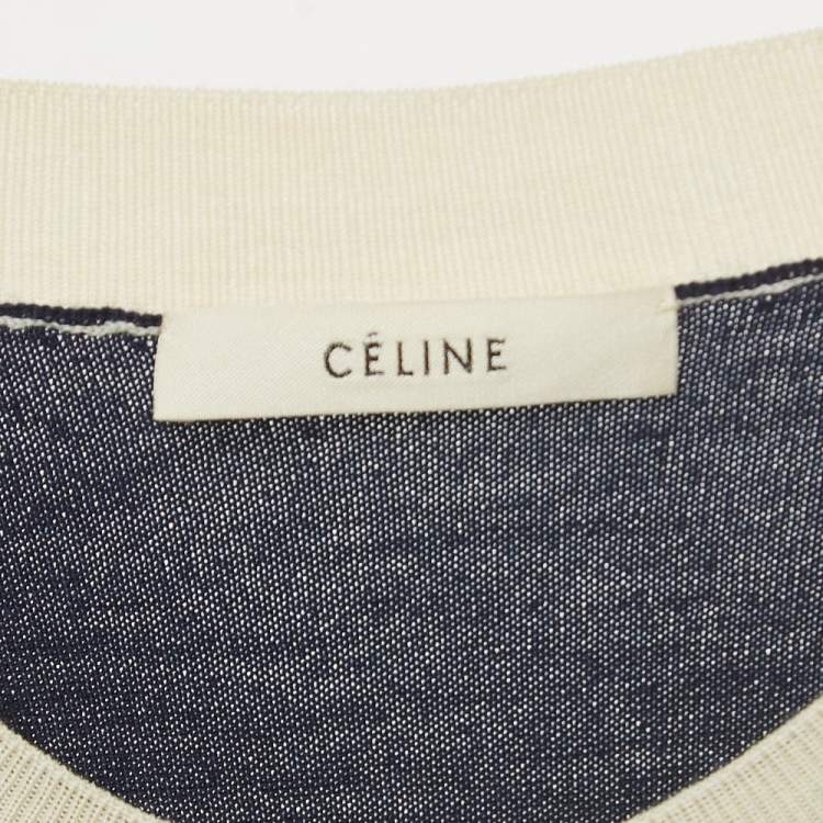 Pre Owned Celine Multicolor Colorblock Knit Layered Sweater M