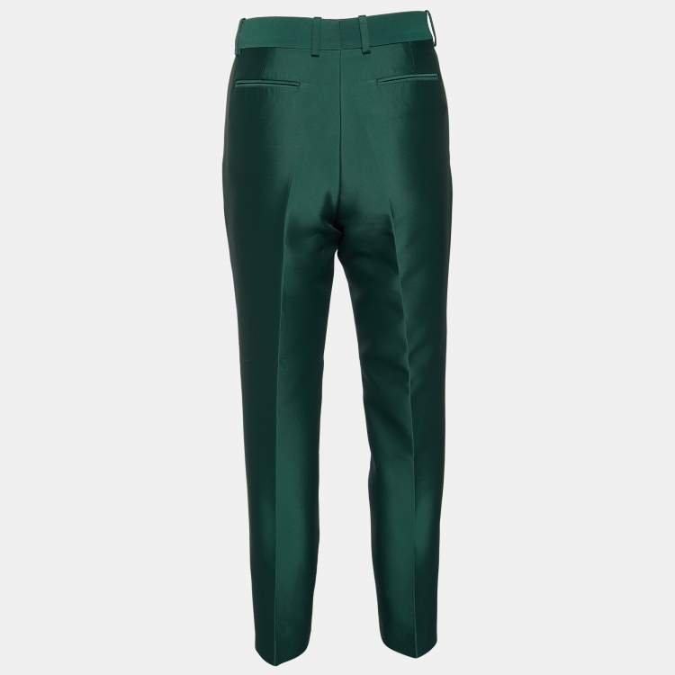 SAJKE Regular Fit Women Bottle Green Cotton Trousers/Pants
