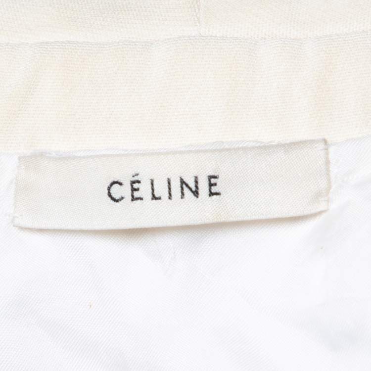 Pre Owned Celine Cream Silk Crepe Open Front Blazer S 