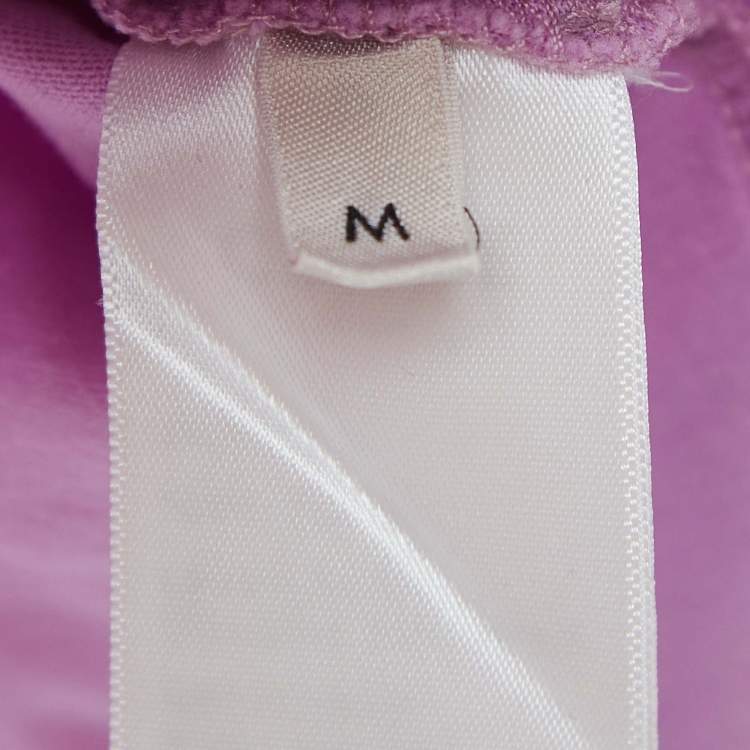 Pre Owned Celine Purple Logo Print Cotton Crop T-Shirt M