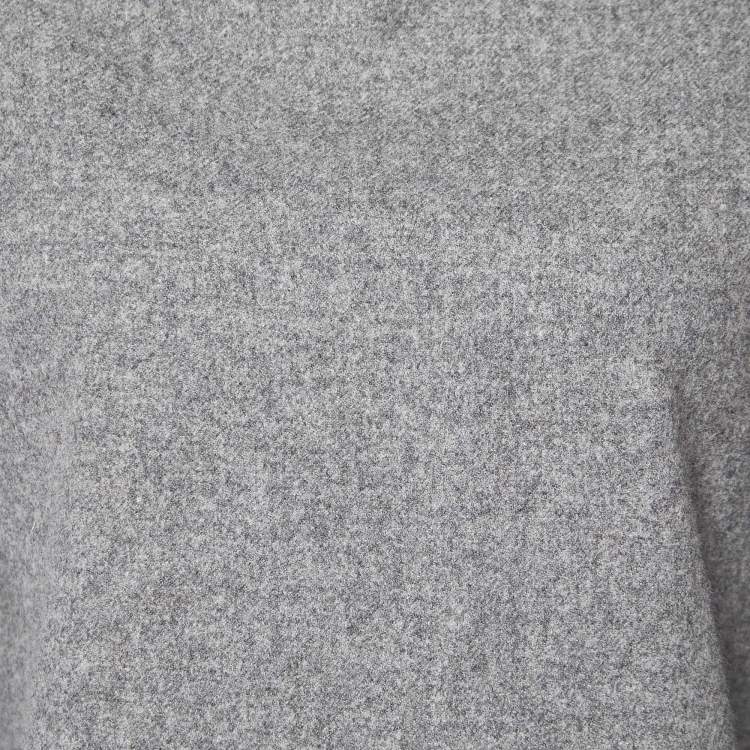 Pre Owned Celine Grey Merino Wool Zip Detail Turtleneck Sweater S