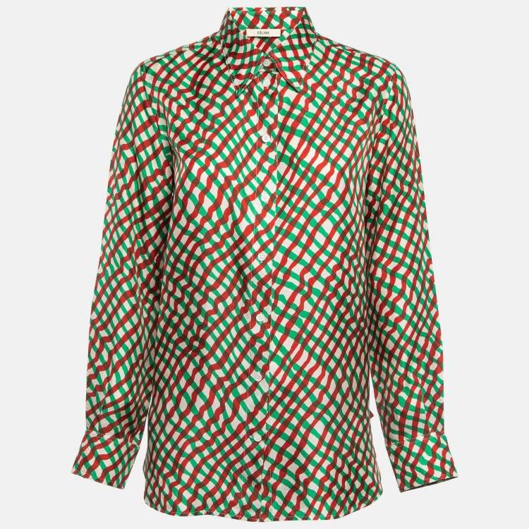Pre Owned Celine Multicolor Printed Silk Buttoned Up Shirt L