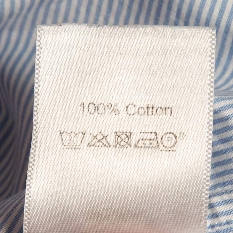 مملوكة مسبقًا Celine Blue Pinstripe Patterned Cotton Buttoned Up Shirt L