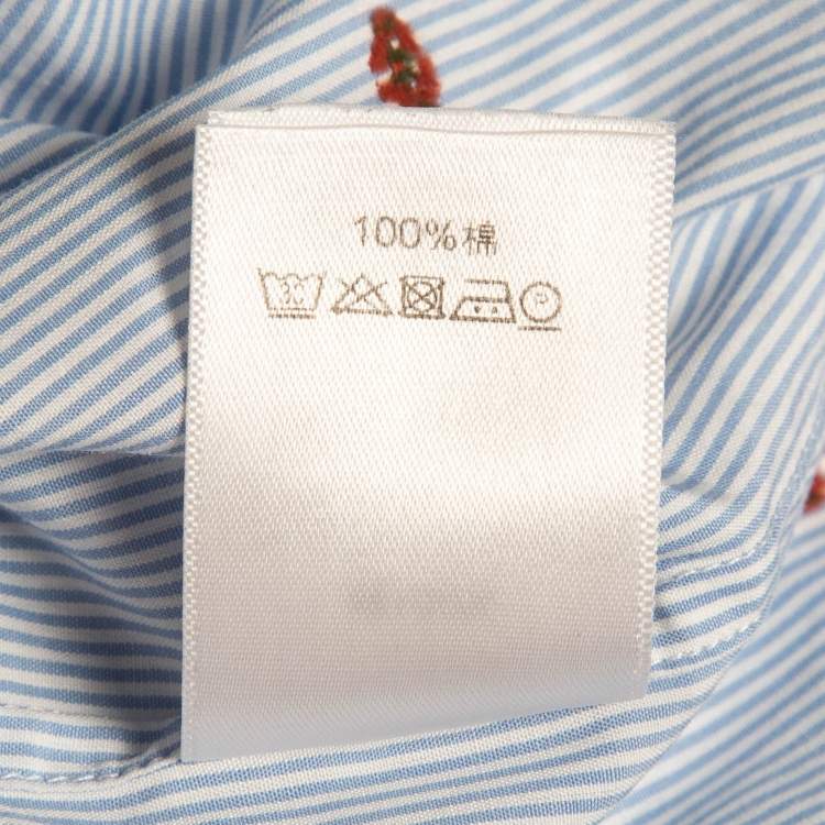 مملوكة مسبقًا Celine Blue Pinstripe Patterned Cotton Buttoned Up Shirt L