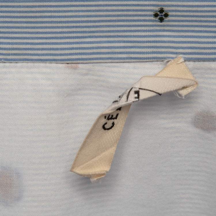 مملوكة مسبقًا Celine Blue Pinstripe Patterned Cotton Buttoned Up Shirt L