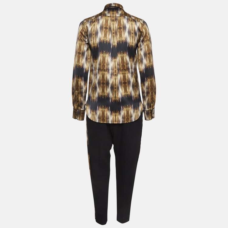 Pre Owned Celine Multicolor Printed Silk Blend Pant Suit S/M