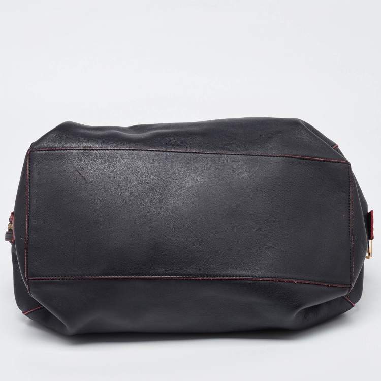 Pre Owned Celine Black Leather Zip Boston Bag