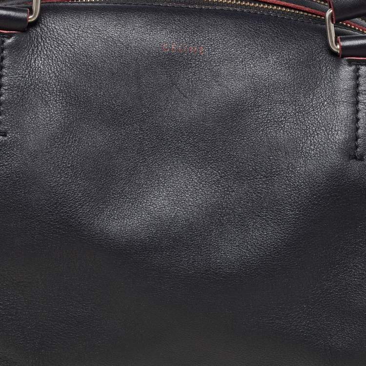Pre Owned Celine Black Leather Zip Boston Bag