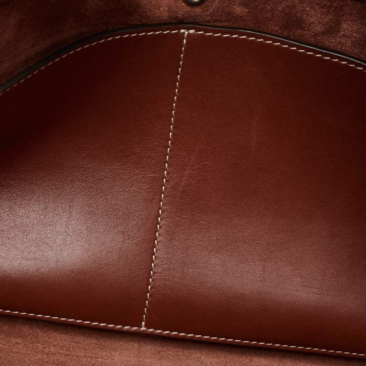 Pre Owned Celine Brown Leather Medium Bowling Bag 