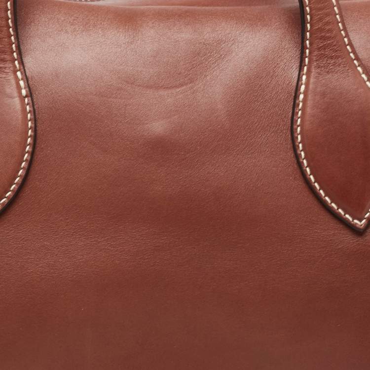 Pre Owned Celine Brown Leather Medium Bowling Bag 