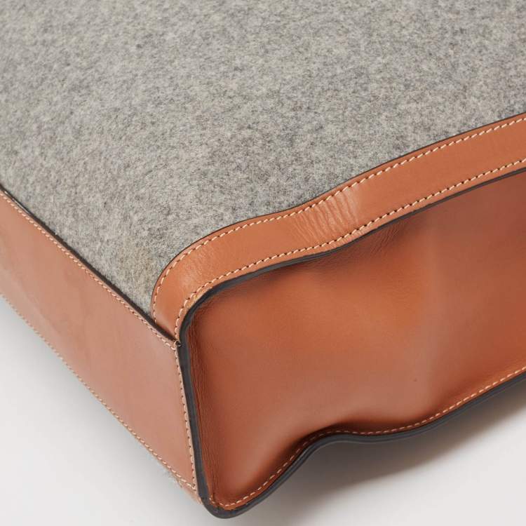 Pre Owned Celine Brown/Grey Wool Large Vertical Cabas Tote