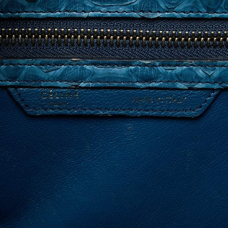 Pre Owned Celine Blue Python Micro Luggage Tote