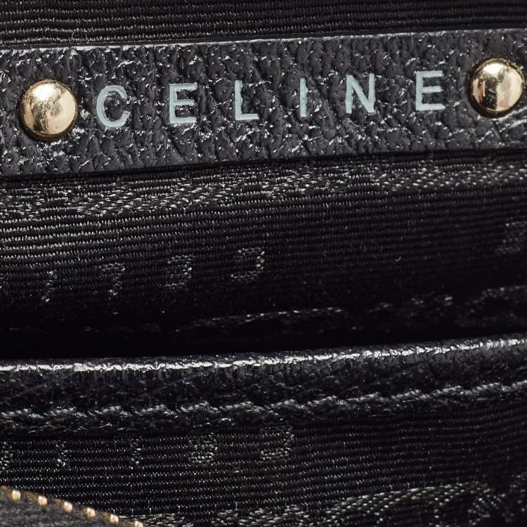 مملوكة مسبقًا Celine Black Leather Carriage Plate Pochette Bag