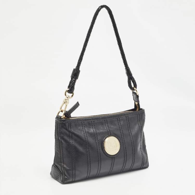 مملوكة مسبقًا Celine Black Leather Carriage Plate Pochette Bag