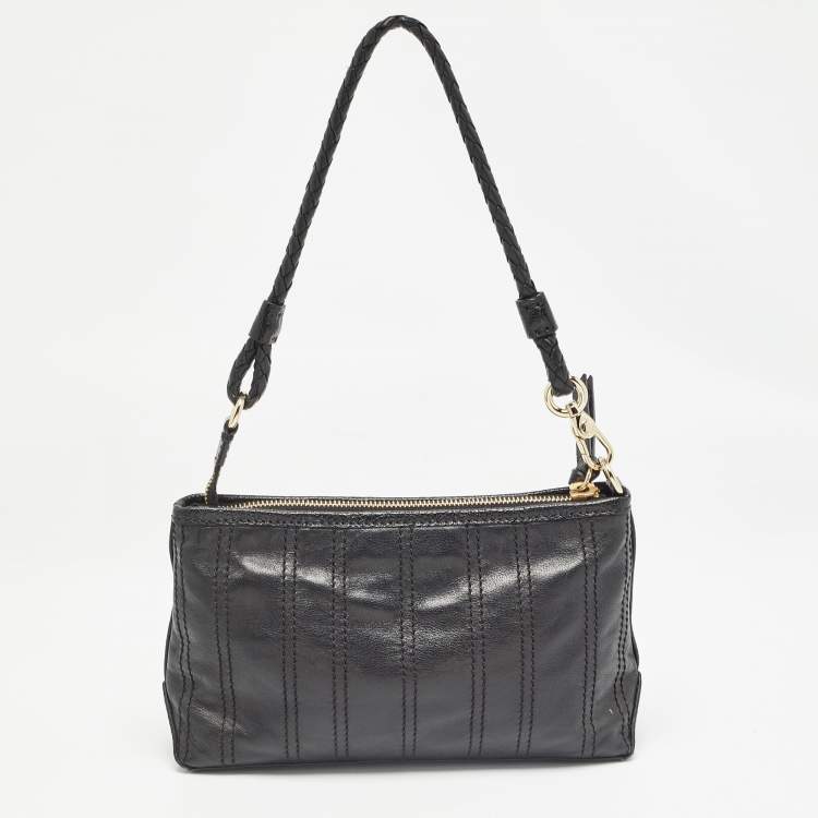 مملوكة مسبقًا Celine Black Leather Carriage Plate Pochette Bag