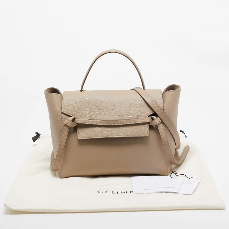 Pre Owned Celine Beige Leather Mini Belt Top Handle Bag