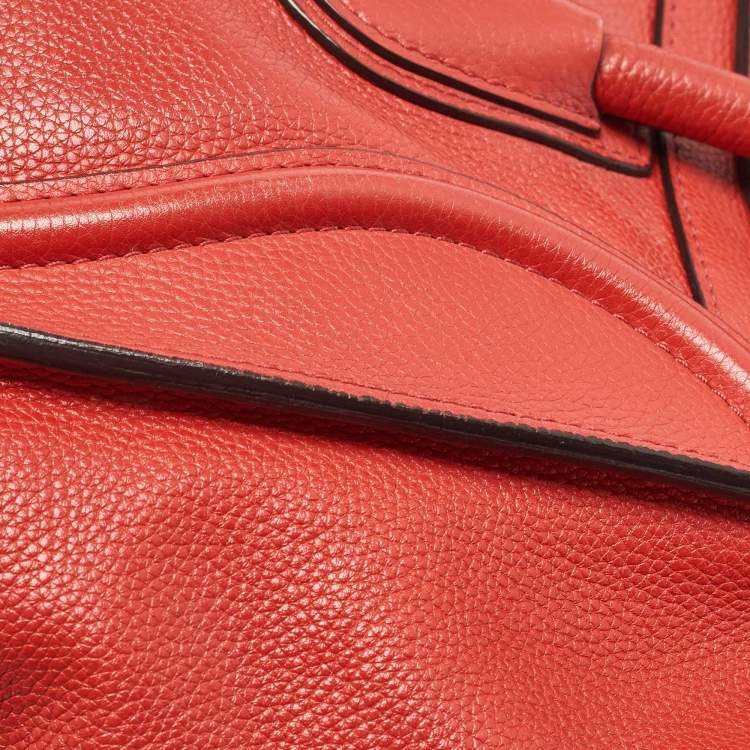 Pre Owned Celine Red Leather Mini Luggage Tote