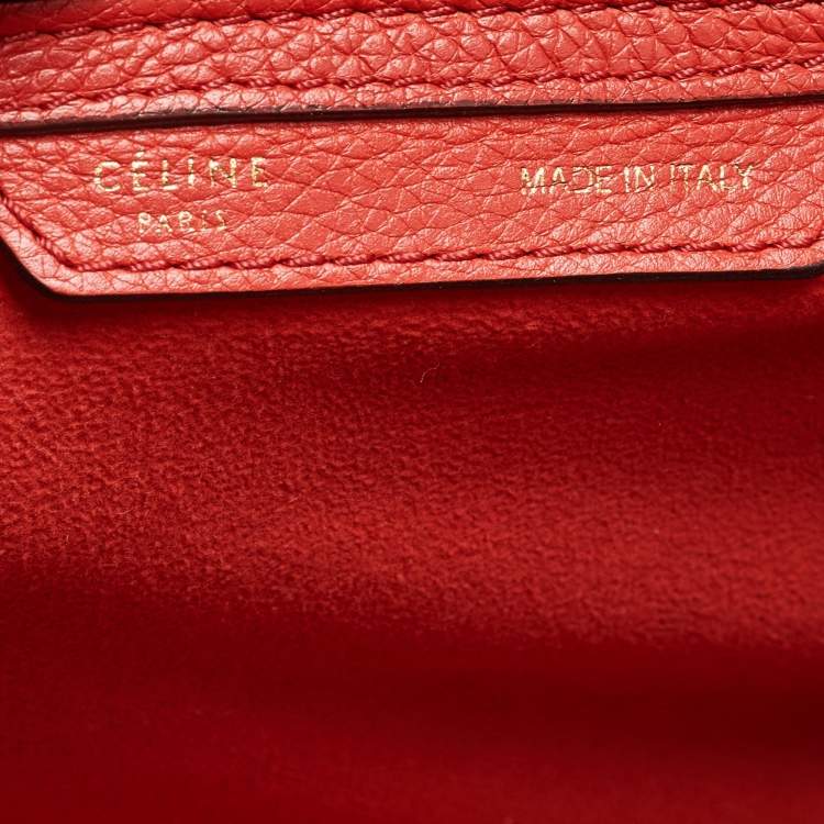 Pre Owned Celine Red Leather Mini Luggage Tote