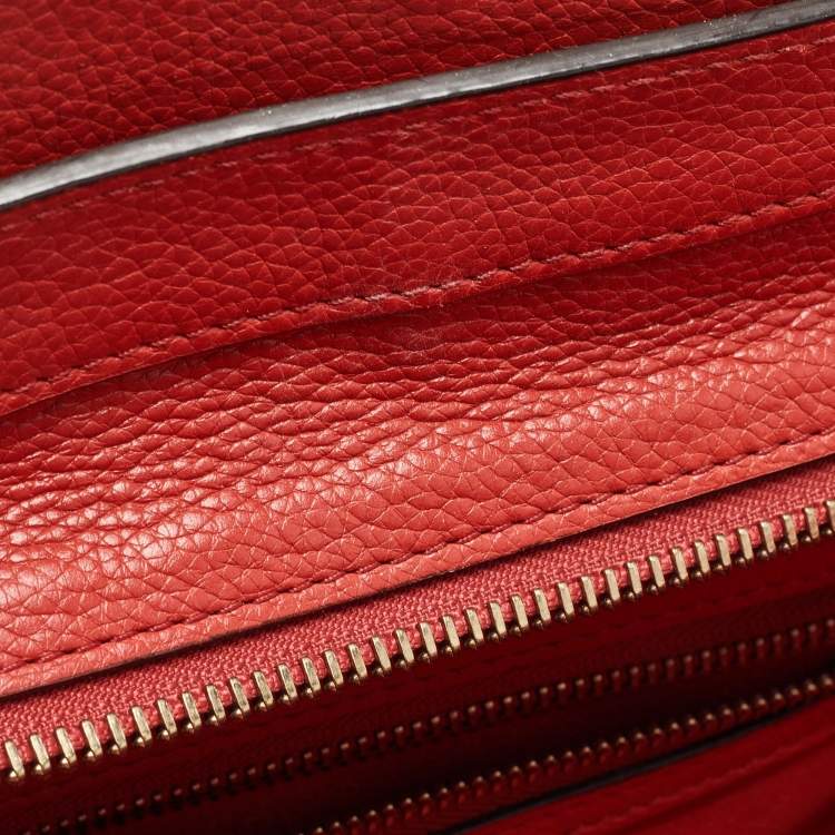 Pre Owned Celine Red Leather Mini Luggage Tote