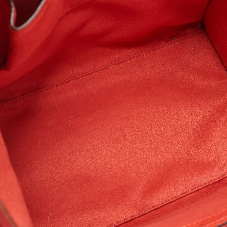 Pre Owned Celine Red Leather Mini Luggage Tote