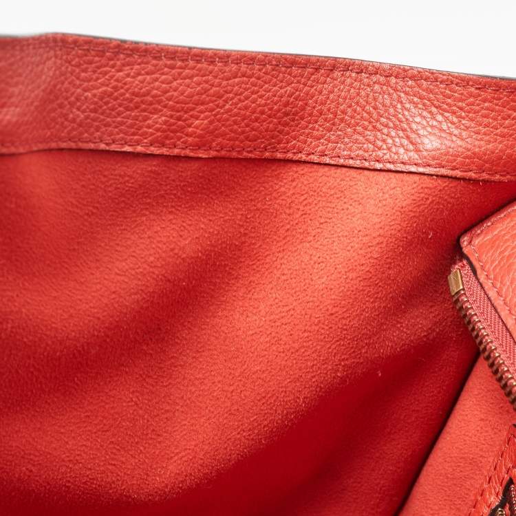 Pre Owned Celine Red Leather Mini Luggage Tote