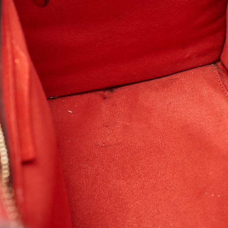 Pre Owned Celine Red Leather Mini Luggage Tote