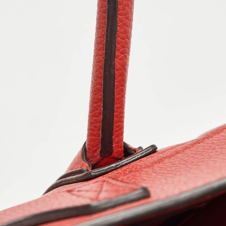 Pre Owned Celine Red Leather Mini Luggage Tote