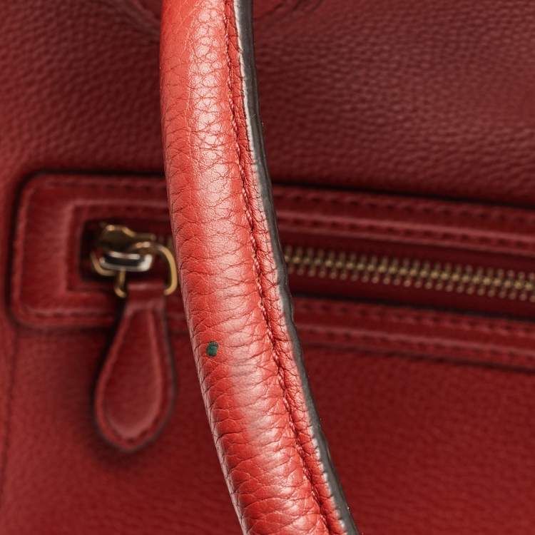 Pre Owned Celine Red Leather Mini Luggage Tote