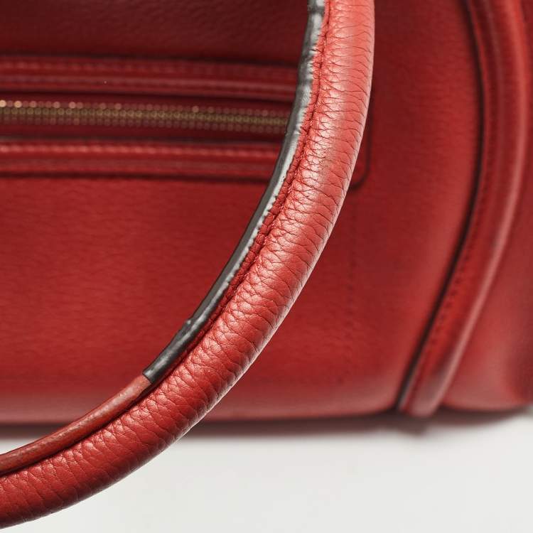 Pre Owned Celine Red Leather Mini Luggage Tote