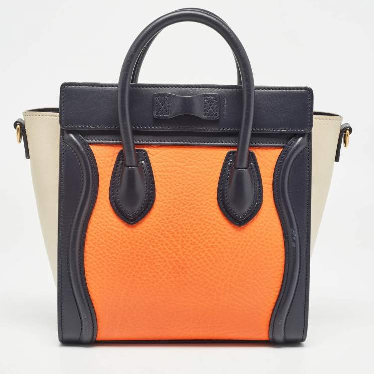 Pre Owned Celine Tricolor Leather Nano Luggage Tote