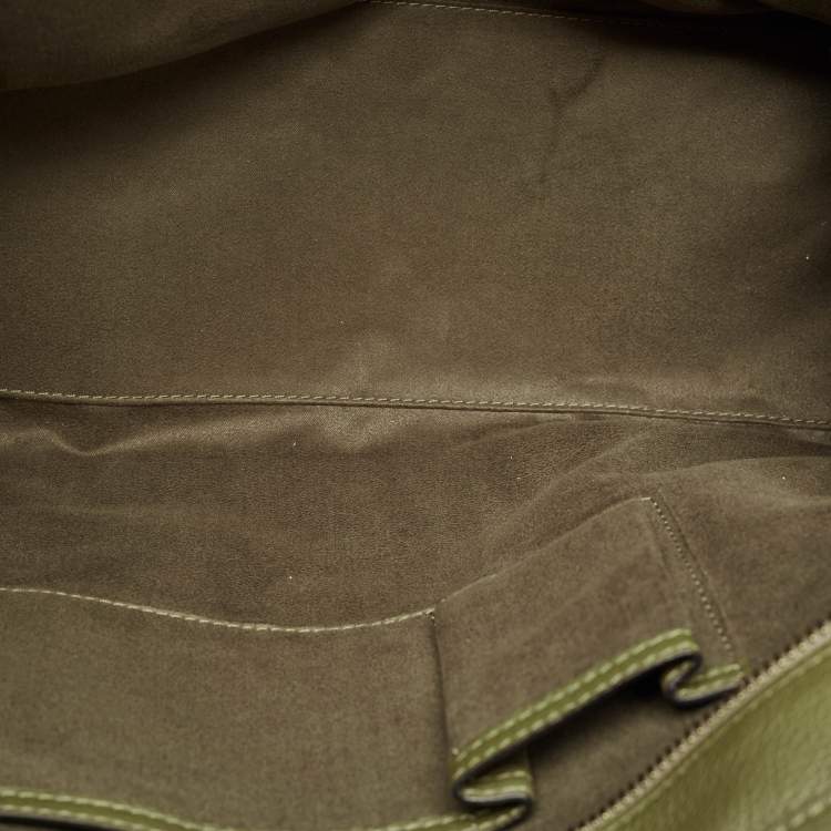 Pre Owned Celine Olive Green Leather Shoulder Luggage Tote