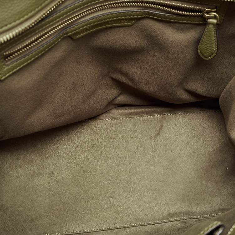 Pre Owned Celine Olive Green Leather Shoulder Luggage Tote