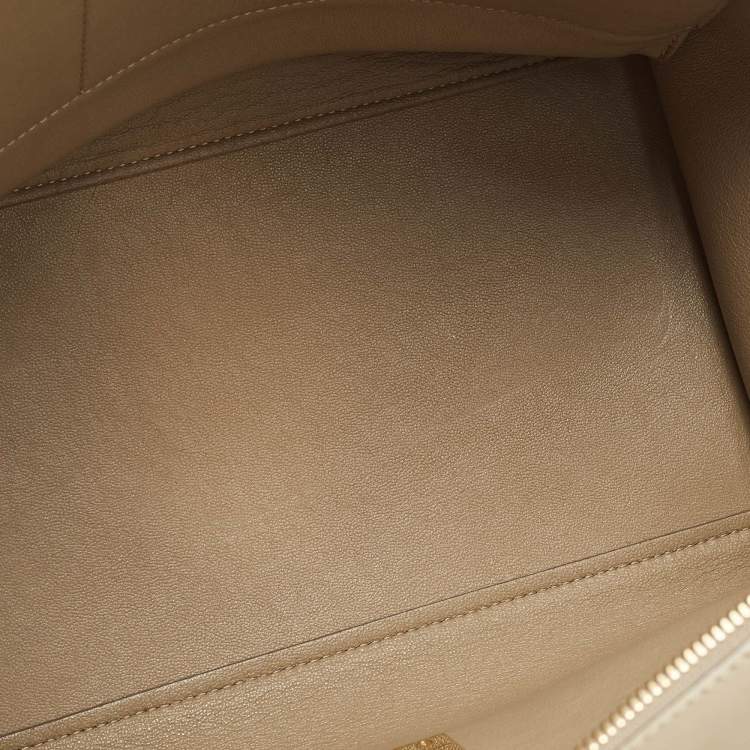 Pre Owned Celine Beige Leather, Suede and Python Medium Trapeze Bag