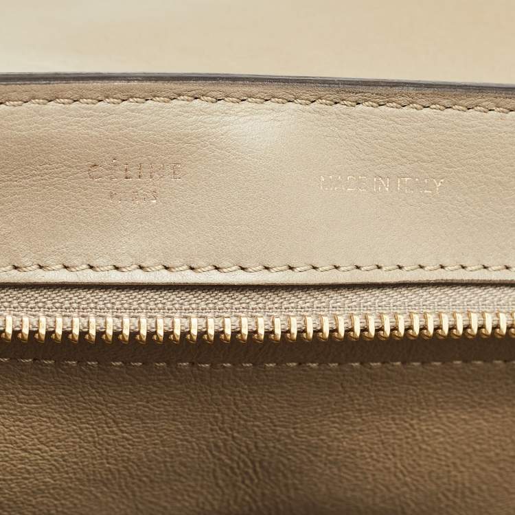 Pre Owned Celine Beige Leather, Suede and Python Medium Trapeze Bag