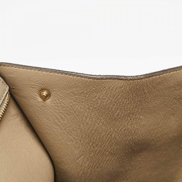 Pre Owned Celine Beige Leather, Suede and Python Medium Trapeze Bag