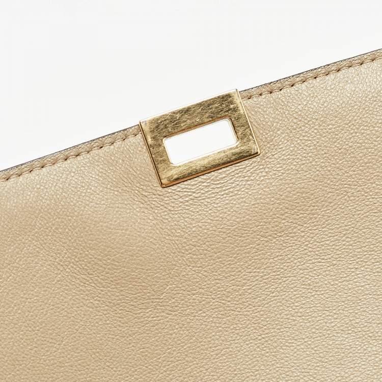 Pre Owned Celine Beige Leather, Suede and Python Medium Trapeze Bag