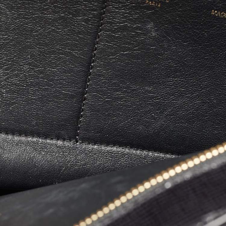 Pre Owned Celine Black Patent Leather and Suede Medium Trapeze Top Handle Bag