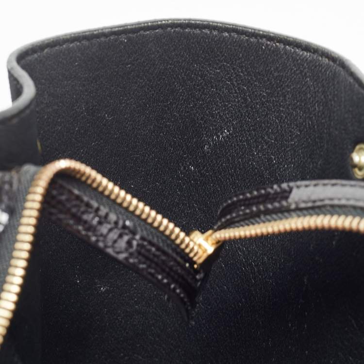 Pre Owned Celine Black Patent Leather and Suede Medium Trapeze Top Handle Bag