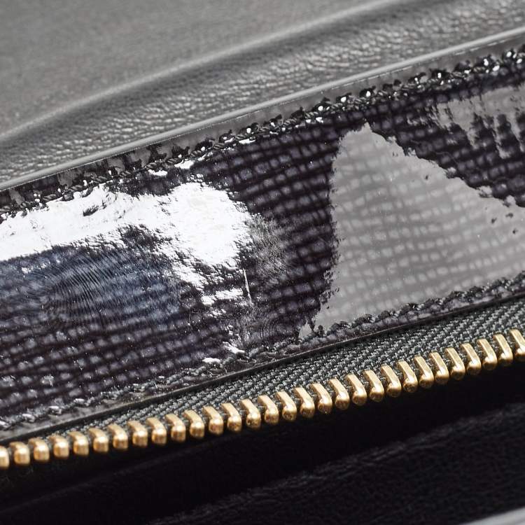 Pre Owned Celine Black Patent Leather and Suede Medium Trapeze Top Handle Bag