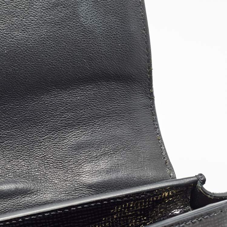 Pre Owned Celine Black Patent Leather and Suede Medium Trapeze Top Handle Bag